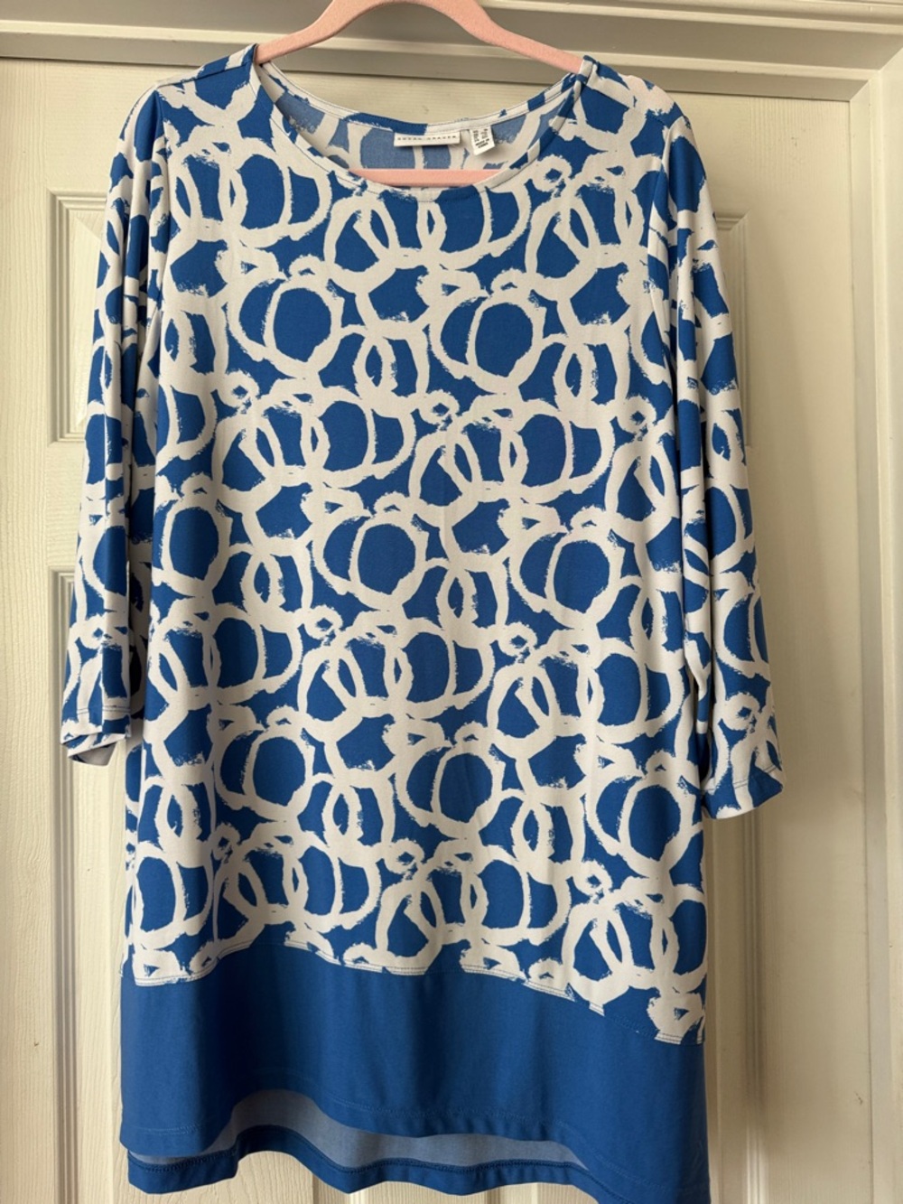 Susan Graver Red and Blue Patterned 3/4 Sleeve Blouse Duo - Picture 4 of 8